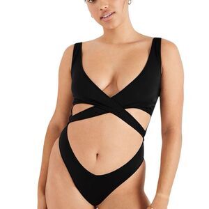 Pink Victoria's Secret Pure Black Body Wrap Swimsuit Sz  Monikini